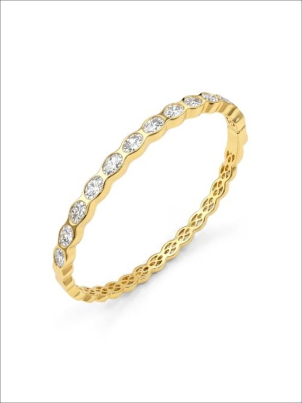 Oval Cut Moissanite Bangle Bracelet 14K Gold Plated Women's Jewelry